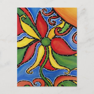 Whimsistische Abstrakte Blume Frische Pasta machen Postkarte