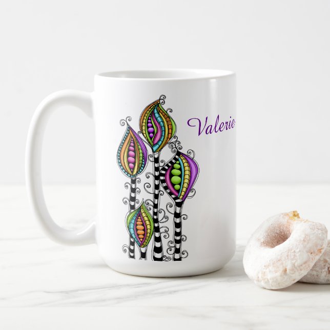 Whimsistische Abstrakte Blume Kaffeetasse (Mit Donut)