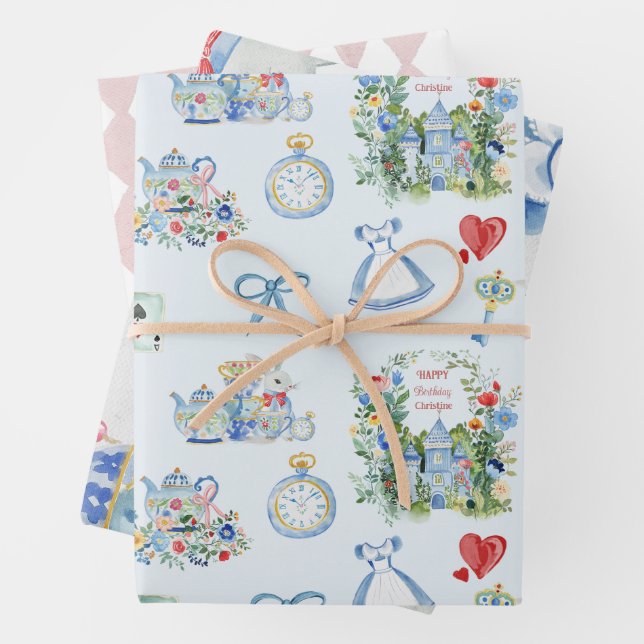 Whimsistische Alice im Wunderland Geschenkpapier Set (Beispiel)