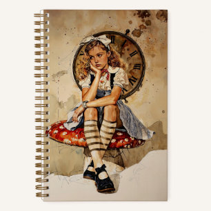 Whimsistische Alice im Wunderland Vintag Mushroom Notizbuch