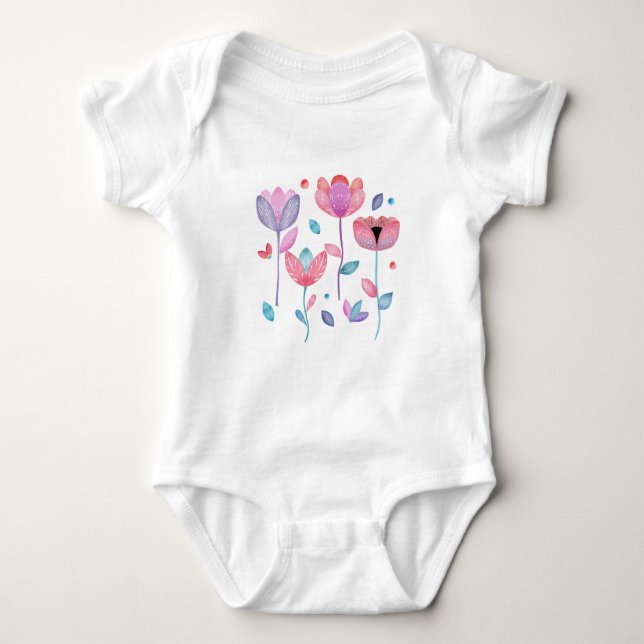 Whimsistische Blume Baby Strampler (Vorderseite)