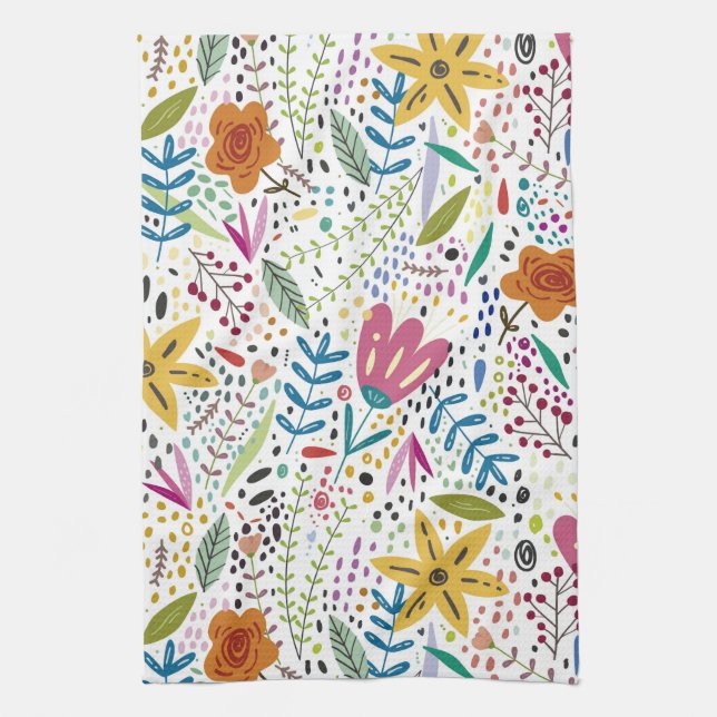 Whimsistische Blume Geschirrtuch (Vertikal)