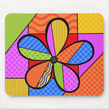 Whimsistische Blume Kubismus Mouse Pad