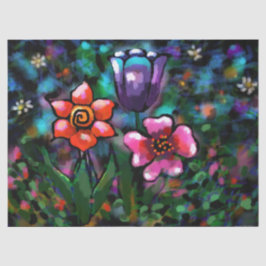 Whimsistische Blume Lila Blue Pink Decoupage Seidenpapier