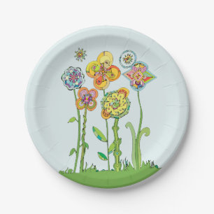 Whimsistische Blume Pappteller