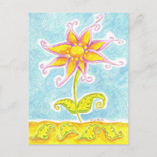 Whimsistische Blume Postkarte