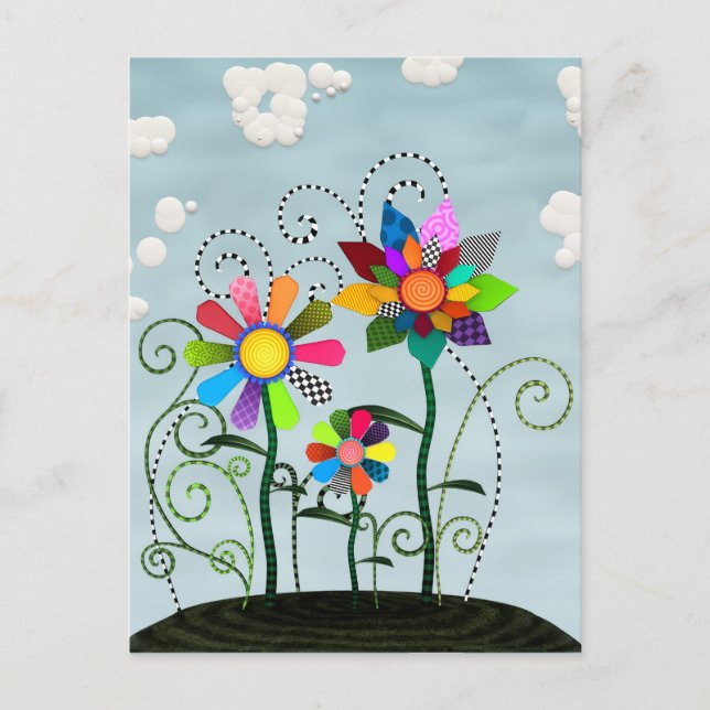 Whimsistische Blume Postkarte (Vorderseite)