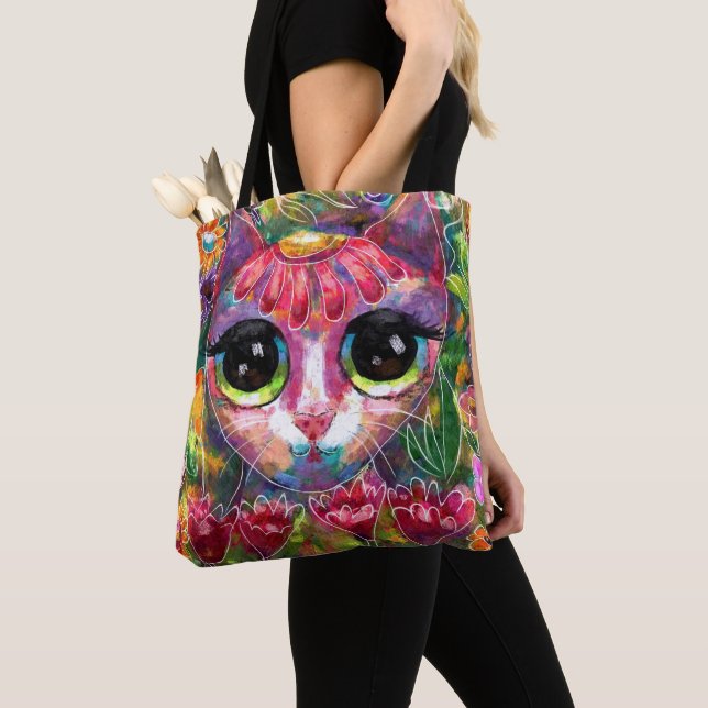 Whimsistische Impressionistische Big Mit Augen Cat (Von Nahem)