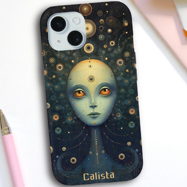 Whimsistische kosmische Alien Personalisierte Kuns Case-Mate iPhone Hülle (Von Creator hochgeladen)