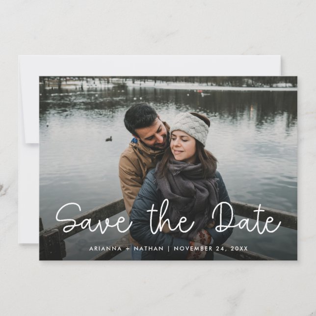 Whimsistische Liebe | Drei Fotos Save The Date (Vorderseite)