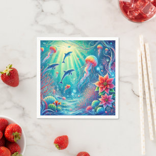 Whimsistische Meereswelt & Poinsettia Dekoupage Na Serviette