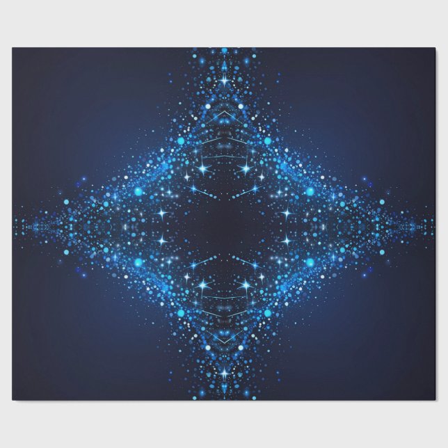 Whimsistische Niedliche Glitzern auf Deep Blue Geschenkpapier (Saum)