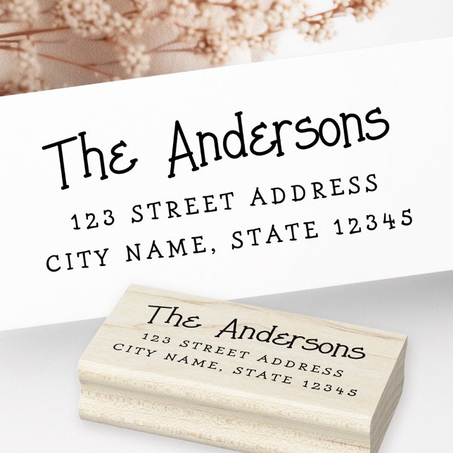 Whimsistische niedliche Typografie Rücksendeadress Gummistempel (Whimsical cute typography return address rubber stamp)