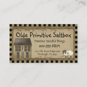 Whimsistische primitive Saltbox House Business Car Visitenkarte