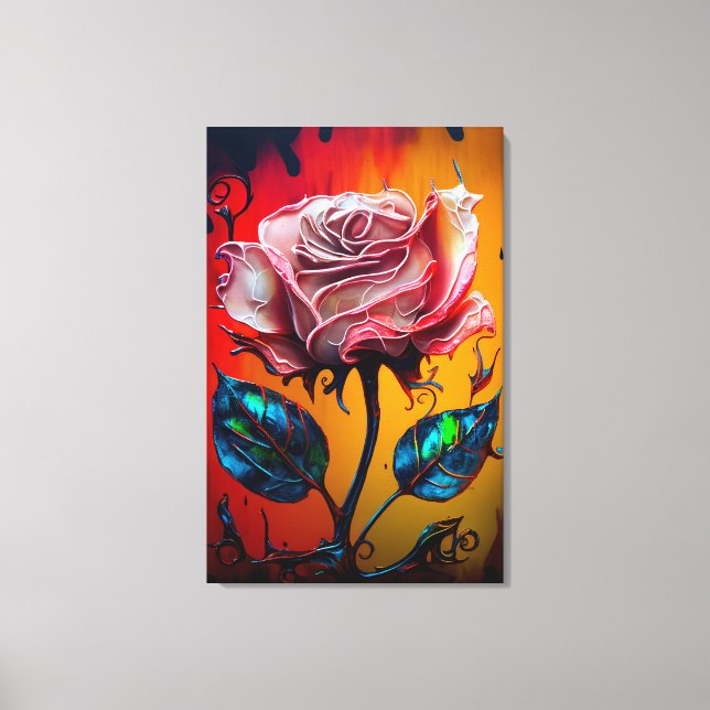 Whimsistische Rose und Tropfen Paint Leinwanddruck (Vorderseite)