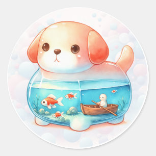 Whimsistische Tierjars - Hund - Runder Aufkleber