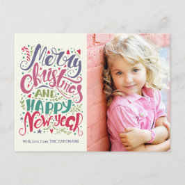 Whimsistische Typografie Holiday Foto Postkarte