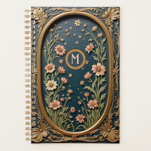 Whimsistische Wildblume Abend Art Nouveau Monogram Planer