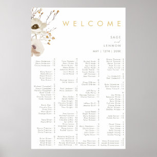 Whimsistische Wildblume Alphabetisches Sitzplakat Poster