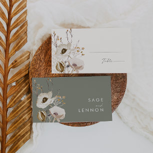Whimsistische Wildblume Hochzeit von Elfenbein Platzkarte