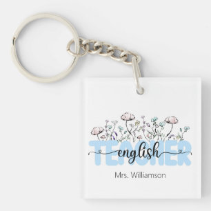Whimsistische Wildblume Personalisiert Englisch Le Schlüsselanhänger