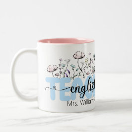 Whimsistische Wildblume Personalisiert Englisch Le Zweifarbige Tasse