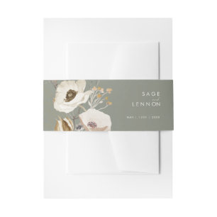 Whimsistische Wildblume Sage Green Einladungsbanderole