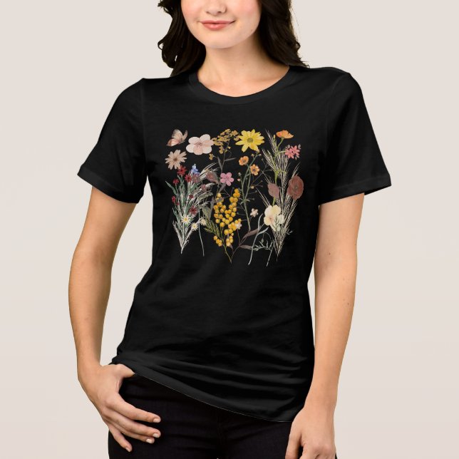 Whimsistische Wildblume Tri-Blend Shirt (Vorderseite)