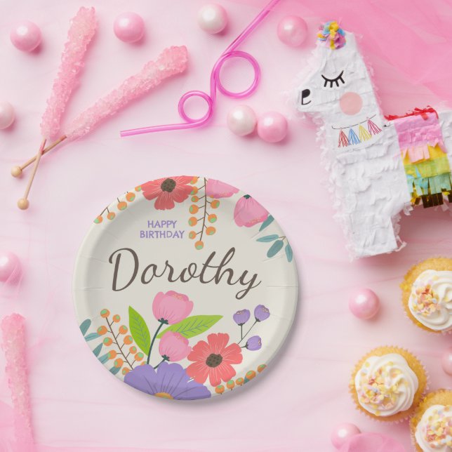 Whimsistische Wildblumen Papier Teller mit Individ (Party)