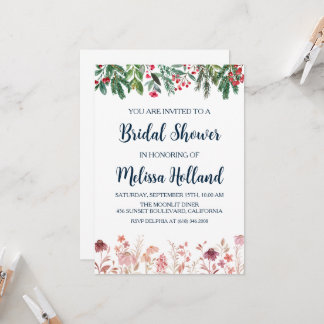 Whimsistische Wildblumen WinterBrautparty Einladung