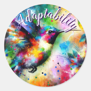 Whimsistischer Impressionist Hummingbird Aquamarin Runder Aufkleber