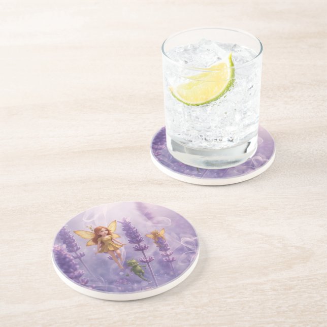 Whimsy Among the Purple Blooms Getränkeuntersetzer (Seite)