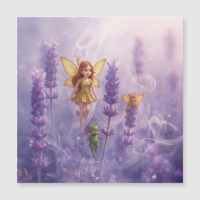 Whimsy Among the Purple Blooms Magnetkarte (Vorderseite)