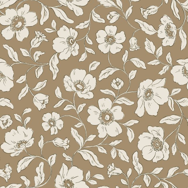 Whimsy Anemones Brown Wrapping Paper Geschenkpapier (Von Creator hochgeladen)