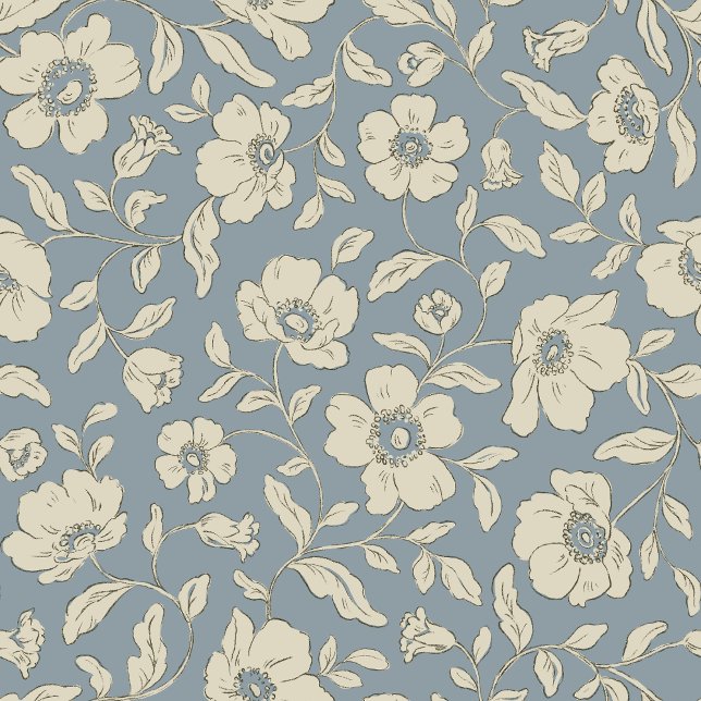 Whimsy Anemones Dusty Blue Wrapping Paper Geschenkpapier (Von Creator hochgeladen)