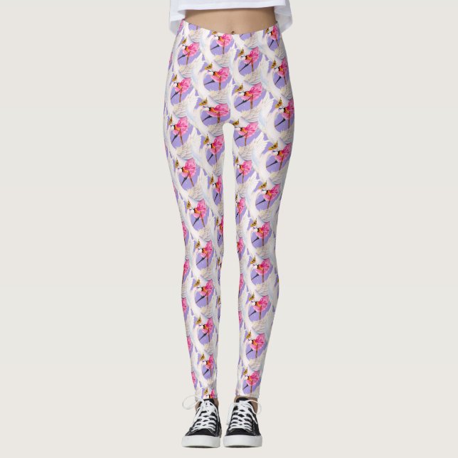 Whimsy Ballerina Ballett Schwänze Kunst Leggings (Vorderseite)