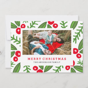 Whimsy Berries Holiday Foto Card Feiertagskarte