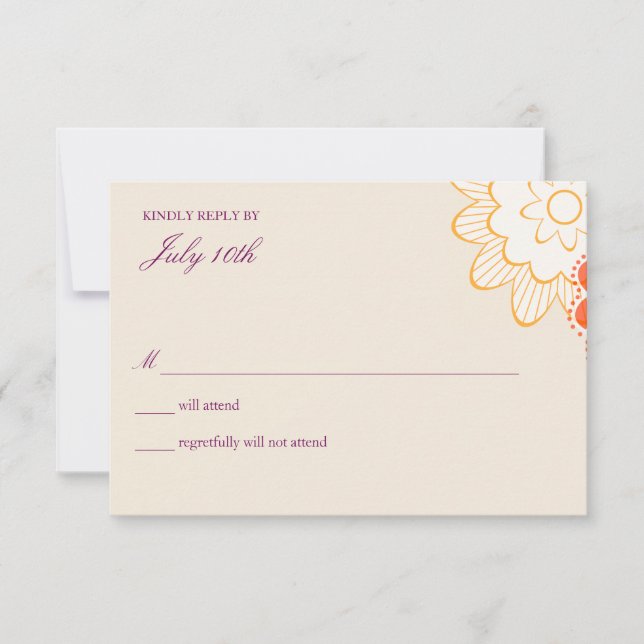 Whimsy Bloral Hochzeit Rsvp Karten (Vorderseite)