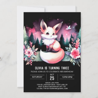 Whimsy Boho Fox Geburtstag digital Einladung