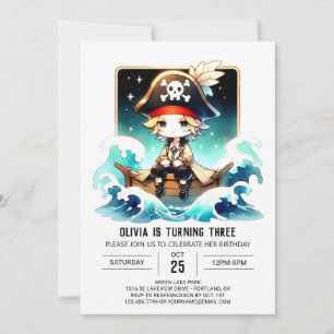 Whimsy Boho Pirate Birthday Einladung