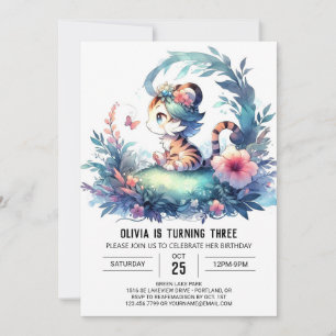 Whimsy Boho Tiger Birthday Einladung