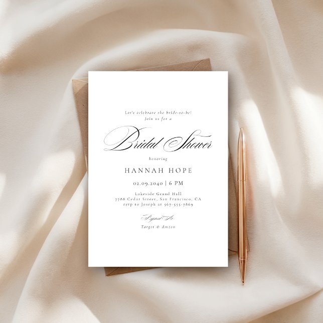 Whimsy Calligraphy Budget Wedding Brautparty Einladung (Von Creator hochgeladen)