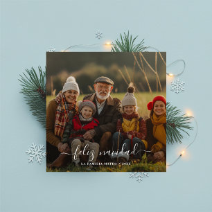 Whimsy Calligraphy Feliz Navidad Christmas Red Red Feiertagskarte