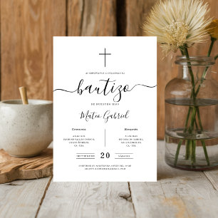 Whimsy Calligraphy Invitación De Bautizo White Einladung