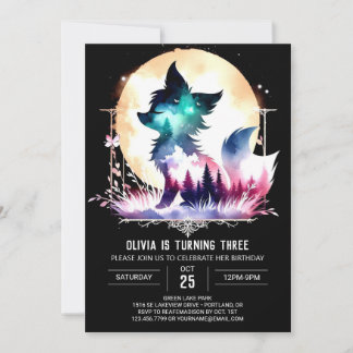 Whimsy Children Wolf Geburtstag Einladung