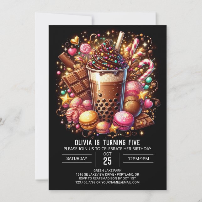 Whimsy Chocolate Candyland Digital Geburtstag Einladung (Vorderseite)