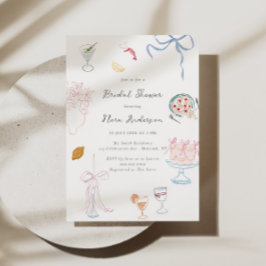 Whimsy Colorful Illustrated Bridal Shower Einladung