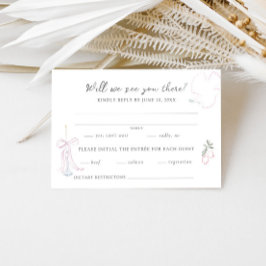 Whimsy Colorful Illustrated Wedding RSVP Karte