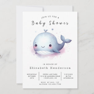 Whimsy Custom Whale Baby Dusche Einladung