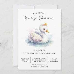 Whimsy Digital Swan Baby Dusche Einladung